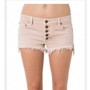 O'Neill Nora Rose Denim Short Button Fly Light Pink Size 9